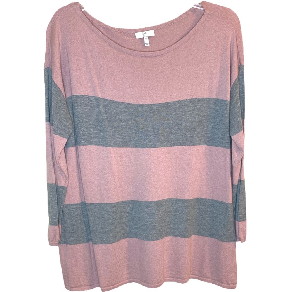 Joie Blush Pink Grey Striped Wool Cashmere Blend Light Knit Top Size Medium
